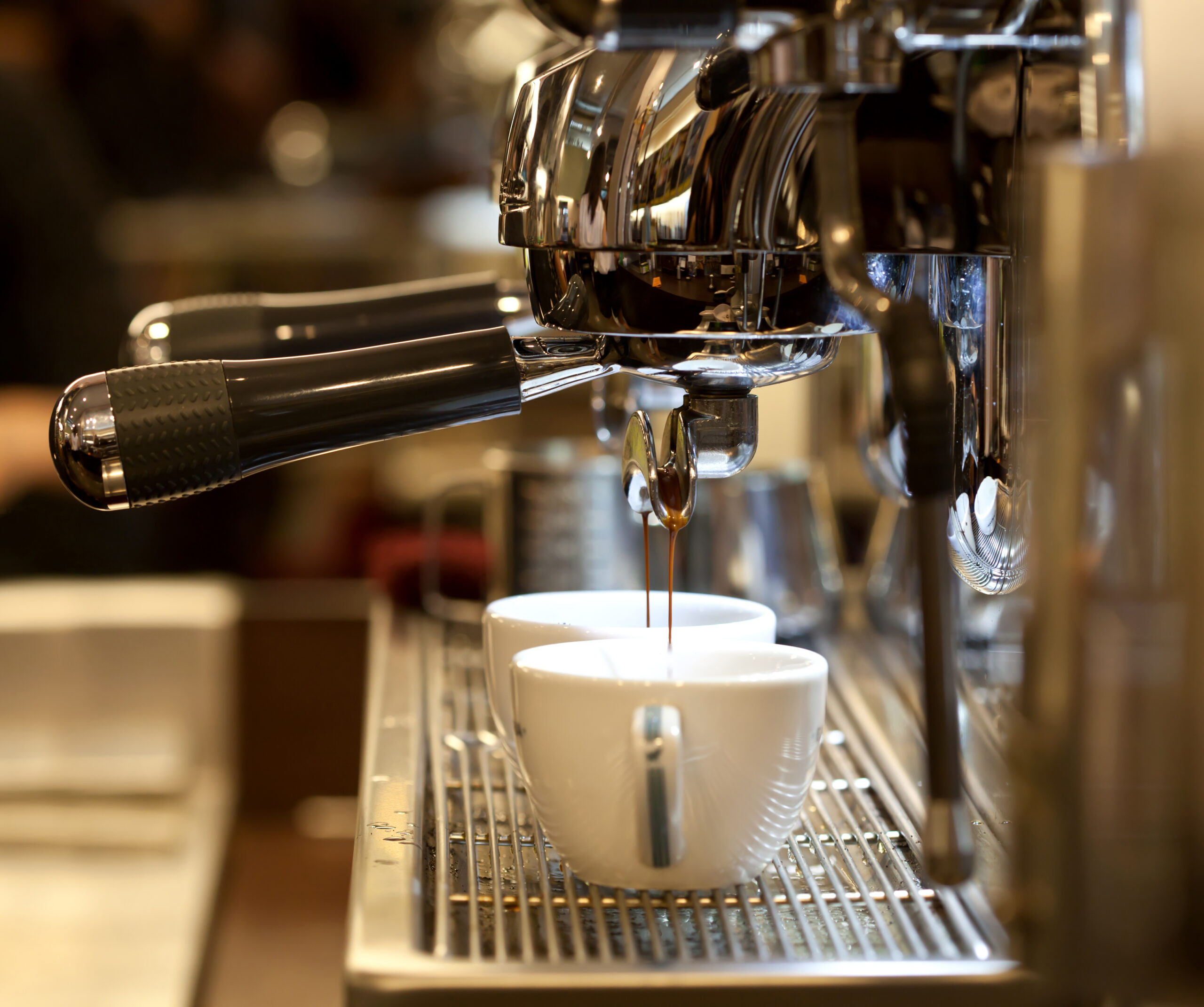 Prepares,Espresso,In,His,Coffee,Shop;,Close-up